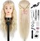 Mannequin Head with 80% Real Hair, TopDirect 24" Blonde Hair Styling Hairdressing Cosmetology Mannequin Manikin Training Practice Head with Clamp and Tools