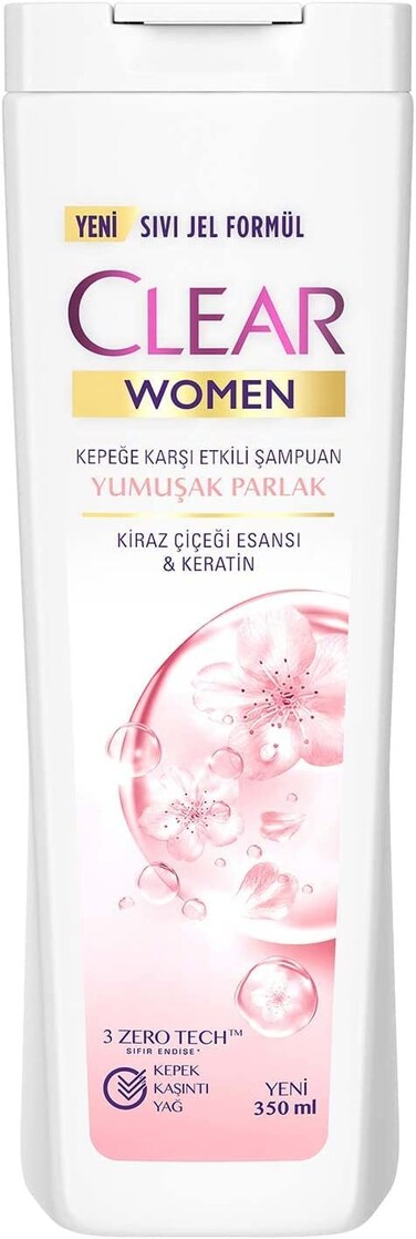 Makes Every Shower More Enjoyable Clear Women Anti-Dandruff Shampoo Soft Shiny Cherry Blossom Essence &amp; Keratin 350 ml