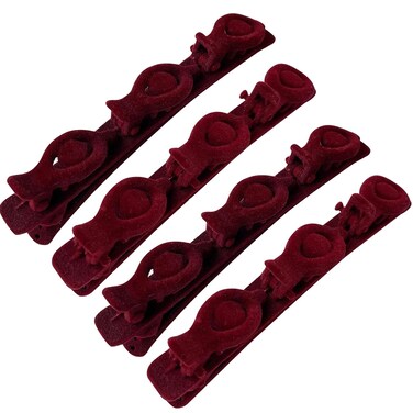 4 Pcs Velvet Braided Side Bangs Hair Barrettes Spike Alligator Duck Bill Hair Clips Duckbill Bobby Pin Chic Hair Clips for Styling Long Hair (Wine Red)