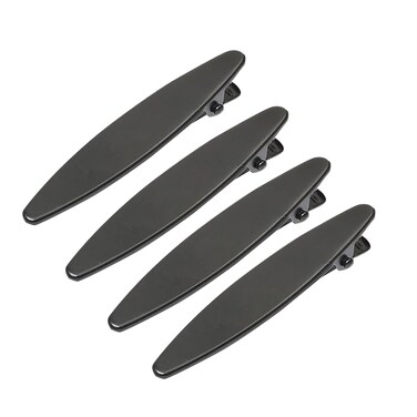 4 Pcs 2.3 Inch Brushed Metal Spike Alligator Duck Bill Hair Clips Bright Duckbill Hair Barrettes Chic Hair Clips for Styling Short Hair (Black)