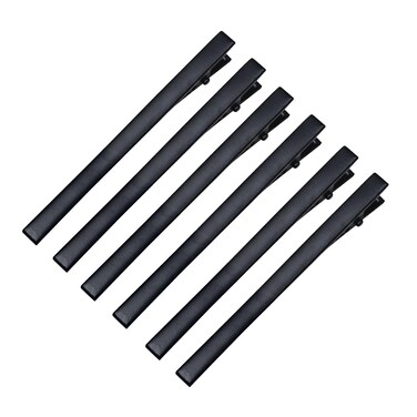 6 Pcs 3 Inch Baking Paint Narrow Metal Spike Alligator Duck Bill Hair Clips Bright Duckbill Hair Barrettes Chic Hair Clips for Styling Long Hair DIY Hair Salon (Black)