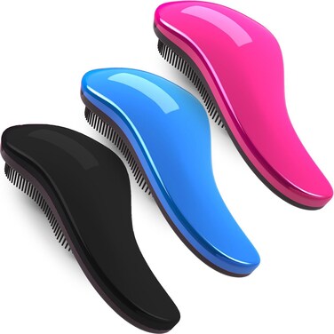 79STYLE 3Pcs Detangler Brush for Tangle-Free, No-Knot Glide Thru Hair - Kids &amp; Women's Curly Hair Detangling Brush Comb (3 Colored 7.4 Inch - Pink)
