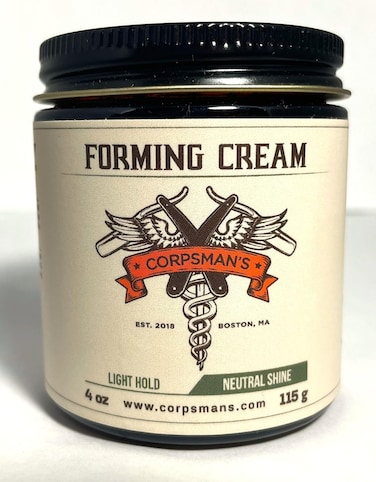 Corpsman's FORMING CREAM   Light Hold   Neutral Shine   4 ounce glass jar