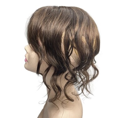 14inch Body Wave Human Hair Bangs Wavy Human Hair Toppers Clip In Hair Fringe Hairpieces Natural Brazilian Remy Hair Extensions (Light Brown)