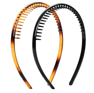 HLLMX 2 PCS Teeth Comb Hairband Plastic Headband Hair Hoop Plastic Sharks Teeth Comb Headband Non-slip Hair Hoop Accessory for Women Girls Lady (Black,Brown)