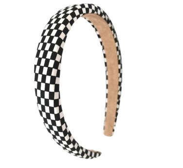 Checkered Headband. Plaid Hair Accessories for Women. Black and White Check Headband for Women and Girls. Christmas Party Hair Accessories.