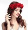 Red Rose Flower Crown Fake Flower Crowns Headbands For Women Girl Rose Floral Head Piece Hair Crown Pet Headband Flower Wreath