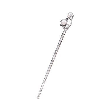 Ancient silver pearl hairpin classical hairpin wedding hair accessories bride hairpin for Long Hair Women Girls