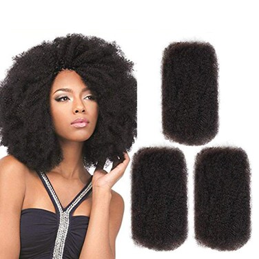 FASHION IDOL Afro Kinkys Bulk Human Hair for Dreadlock Extensions Loc Repair Braiding Twist Tight Afro Kinky Human Hair for Loc 3 Packs 150 Gram Natural Black 10 Inches 5.3 Oz