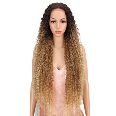 Style Icon 38&rdquo; Long Curly Wig Lace Front Wigs Synthetic Wigs with Baby Hair Half Hand Tied 130% Density Hair Replacement Wigs (38", TAT6/27/24E)