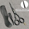 5" Professional Mustache &amp; Beard Scissors With 1 Beard, 1 Mustache Comb &amp; Travel Pouch, Stainless Steel Black Mustache &amp; Beard Trimming Scissors for Men Facial Hair and Grooming.