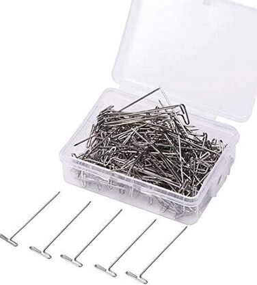 WOIWO 100 PCS Wig T-Pins 2 Inch with Plastic Box for Blocking Knitting, Modelling and Crafts