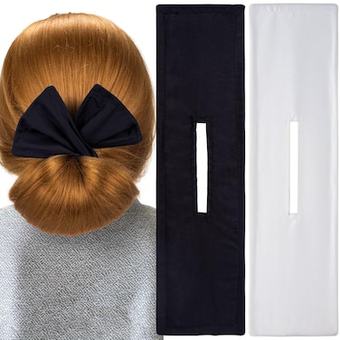 2pcs Hair Bun Makers Black White Deft Bun Twister Flexible Donut Hair Bun Lazy French Hair Curler Bun Clips Accessories for Women Long Thick Thin Short Hair