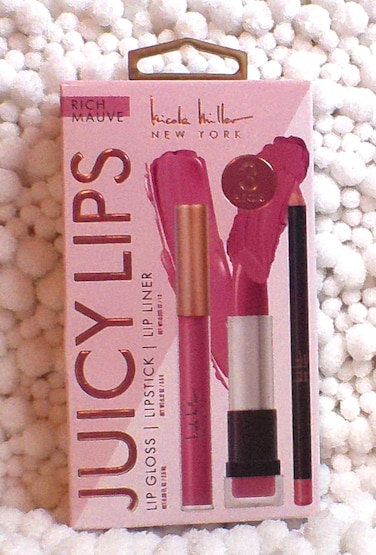 Nicole Miller Juicy Lips, Lip Gloss, Lipstick, Lip Liner 3 pieces (Rich Mauve)