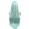 Kalisa Long Straight Mint Green Braid Lace Front Wigs Green Mix White Free Part Fully Handmade Wig Heat Resistant Fiber Box Braided Synthetic Daily Wigs for Women 26 Inches