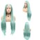 Kalisa Long Straight Mint Green Braid Lace Front Wigs Green Mix White Free Part Fully Handmade Wig Heat Resistant Fiber Box Braided Synthetic Daily Wigs for Women 26 Inches