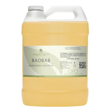 OPO Baobab Oil - Pure, Cold Pressed, Unrefined, Vegan, Non GMO, Carrier Oil for Hair, Skin, Face, Body Pain Nourishing Natural Moisturizer Hydration Growth Conditioner 128 oz