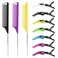 Hair Styling Combs and Clips Set - Rat Tail Teasing Combs with Steel Pin, Sectioning Alligator Clips for Braiding, Parting, and Salon Use