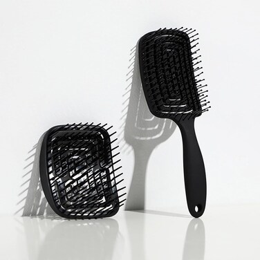 MIUPOO Professional Curly Vented Hair Brush,Hair Scalp Massager Shampoo Brush,Detangler Brush for Faster Blow Drying and Scalp Scrubber for Deep Cleaning Hair Set,Scalp Massagers,2 Pieces,Black