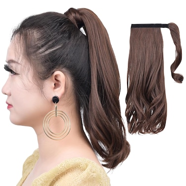 SYXLCYGG Clip Ponytail Extension,Wrap Around Clip in Ponytails 14" 3.4 Oz Synthetic Women Black Hair Extensions Hair Piece Wig