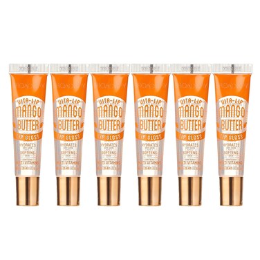 Ruby Kisses Broadway Vita-Lip Clear Lip Gloss (Mango Butter 6 Pack), Ultra-Hydrating &amp; Soothing Formula with Multi-Vitamin Oils, High-Shine Non-Sticky Finish, Nourishing Glossy Lip Balm Softens Skin