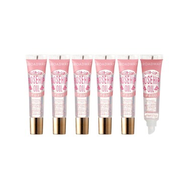 Ruby Kisses Broadway Vita-Lip Clear Lip Gloss (Rosehip Oil 6 Pack), Ultra-Hydrating &amp; Soothing Formula with Vitamin Oils, High-Shine Non-Sticky Finish, Healing Glossy Lip Balm With Vitamin A