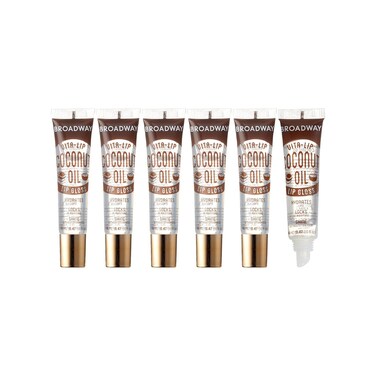 Ruby Kisses Broadway Vita-Lip Clear Lip Gloss (Coconut Oil 6 Pack), Ultra-Hydrating &amp; Soothing Formula with Vitamin Oils, High-Shine Non-Sticky Finish, Healing Glossy Lip Balm Locks in Moisture