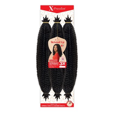 X-pression Braid Outre Crochet Braids X-Pression Twisted Up 3X Springy Afro Twist 24inch (3-pack, 2T1B/BLU)