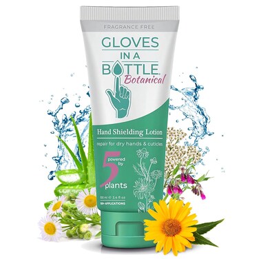 Gloves In A Bottle &ndash; Shielding Lotion for Dry Skin, Hand Lotion Travel Size, Protects &amp; Restores Dry Cracked Skin (3.4 Fl Oz (Pack of 1), Botanical)