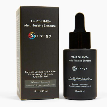 Turbinne Synergy Multi-Tasking Extra Strength Chemical Peel. Pure 5% Salicylic Acid + AHA. Best For Exfoliate, Rejuvenate, Rebuild Collagen &amp; Acne Control 30 mL / 1 fl. oz