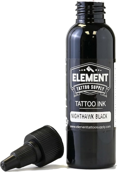 Black Tattoo Ink 2oz (60ml) for Human Skin Lining Shading Mixing Tattoo Supplies Professional Permanent Nighthawk Tattoo Black Ink 2 oz Bottle Dark Skin