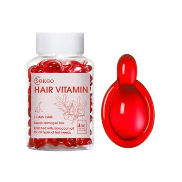 Hair Treatment Serum with Avocado Oil, Argan Oil, Moroccan Oil, Coconut Oil, Vitamin C, Hair Serum, Hair Growth Serum for Frizzy and Damaged Hair (Large, Red)