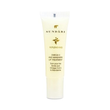 SUNDARI Omega 3 and Mandarin Lip Treatment, 0.42 Fl Oz, Hydrating Lip Balm for Dry, Chapped Lips, Nourishes, Soothes, and Heals Lips, Reduces Lines