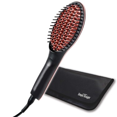 Ontel Simply Straight - Ceramic Straightening Brush   Ultra Fast Heat Up, Compact, Portable, Argan Oil Infused 3D Ceramic Bristles
