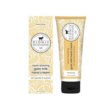 Dionis Youth Boosting Goat Milk Hand Cream 2oz, With Peptides and Squalane For More Vibrant and Healthy Skin, Milk &amp; Honey