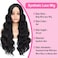 Long Black Wavy Wig For Women Body Wave Wavy Lace Wig Middle Part Natural Looking Synthetic Heat Resistant Fiber Wig for Daily Party Use(Black Wig,26 inch)