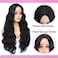 Long Black Wavy Wig For Women Body Wave Wavy Lace Wig Middle Part Natural Looking Synthetic Heat Resistant Fiber Wig for Daily Party Use(Black Wig,26 inch)