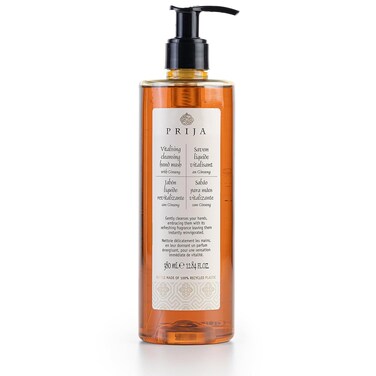 Prija Vitalizing Cleansing Hand Wash with Ginseng (12.84 fl oz) - Invigorating and Revitalizing - Vegan Friendly - Dermatologically Tested - Made with 100% Recycled Bottle