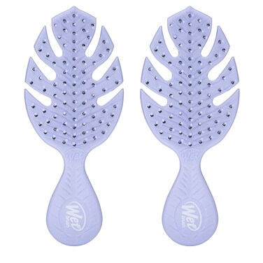 Wet Brush Go Green Mini Detangler, Purple - Detangling Travel Hair Brush - Ultra-Soft IntelliFlex Bristles Glide Through Tangles &amp; Gently Loosens Knots While Minimizing Pain &amp; Breakage (Pack of 2)