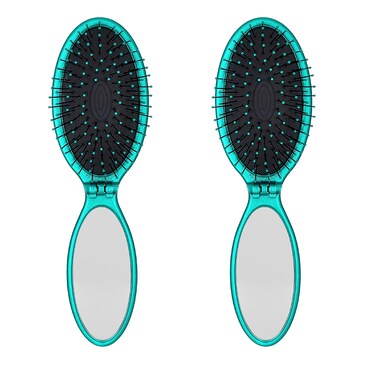Wet Brush Pop and Go Detangler Hair Brush, Teal - Detangling Travel Hair Brush - Ultra-Soft IntelliFlex Bristles Glide Through Tangles with Ease - Pain-Free - All Hair Types (Pack of 2)