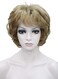 Wiginway Short Curly Wavy Synthetic Hairpiece Wigs with Bangs for Women Girls Light Strawberry Blonde