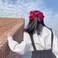 Large Soft Silky Chiffon Hair Bow Clips Big Bowknot Barrettes French Hair Bows for Women and Girls(Red)