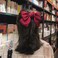 Large Soft Silky Chiffon Hair Bow Clips Big Bowknot Barrettes French Hair Bows for Women and Girls(Red)