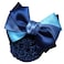 Lady Bow Hair Bun Net,Professional Woman Bowknot Decor Barrette Snood Net Hair Clip(Blue)