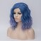BUFASHION 14" Women Short Ombre Light Blue Kinky Straight Cosplay Synthetic Wigs With Air Bangs 46 Colors Available (Ombre Light Blue 1)