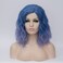 BUFASHION 14" Women Short Ombre Light Blue Kinky Straight Cosplay Synthetic Wigs With Air Bangs 46 Colors Available (Ombre Light Blue 1)