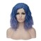 BUFASHION 14" Women Short Ombre Light Blue Kinky Straight Cosplay Synthetic Wigs With Air Bangs 46 Colors Available (Ombre Light Blue 1)