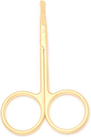 Nose Hair Trimmer Scissors-3.4' Round Tip Scissors For Ear Eyebrow Beard Mustache Trimming - Multi Purpose Round Personal Beauty Hair Care Tool For Men Women And Baby (Golden)