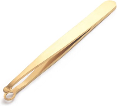 Nose Hair Tweezers Nose Hair Trimming Tweezers Stainless Steel Round Head Tweezers Eyebrow Clippers Trimmer Water Resistant for Men Women Sideburns, Brow, Body, Noses (Gold)