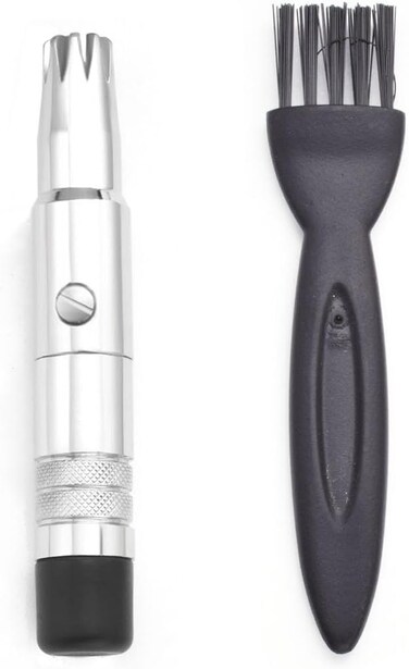 Manual Nose Hair Trimmer for Man &amp; Woman,No Battery Required,Trimmer for Nose,Ear,Moustache and Whiskers Hair,Waterproof,Stainless Steel with Black Brush (Silver)